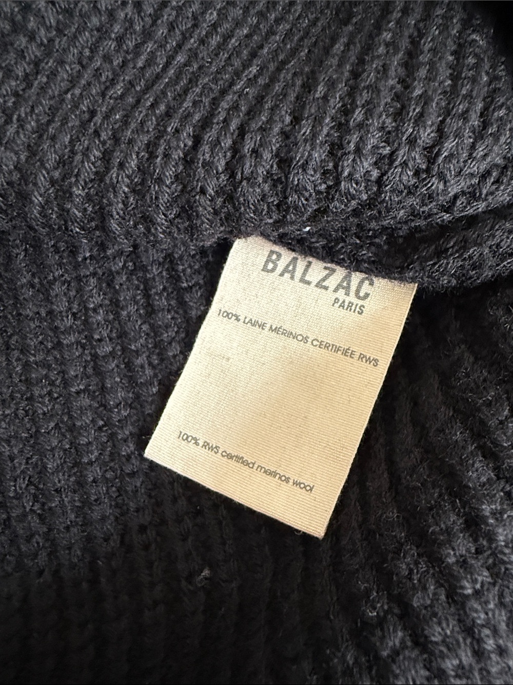 Balzac Paris Black Knit Tie-Neck  Wool Sweater Large - Picture 3 of 11